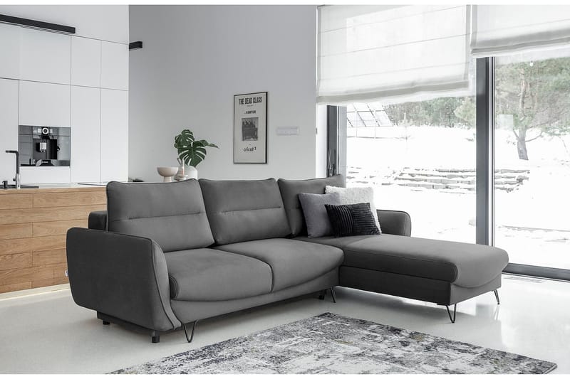 Lence Bäddsoffa m. Divan Förvaring - Grå - Möbler - Soffa - Bäddsoffa - Bäddsoffa divan