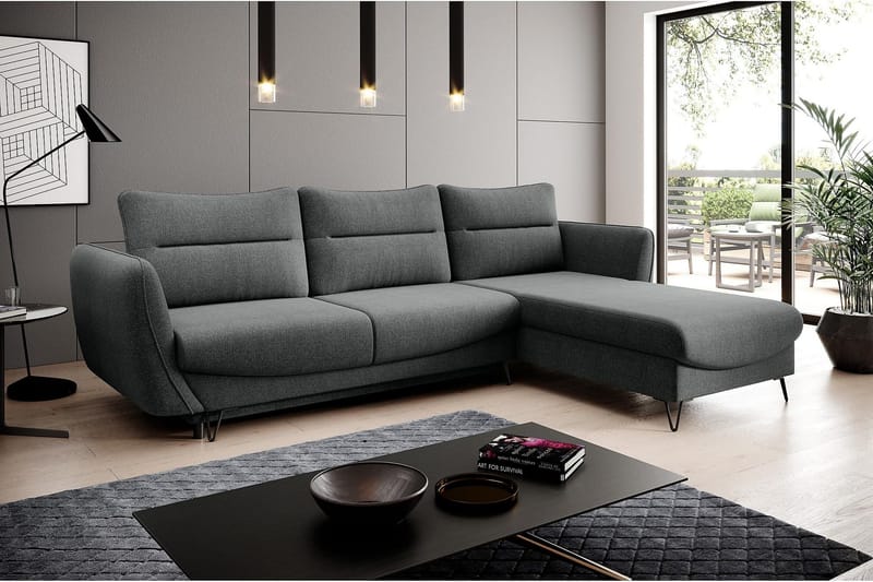 Lence Bäddsoffa m. Divan Förvaring - Grå - Möbler - Soffa - Bäddsoffa - Bäddsoffa divan