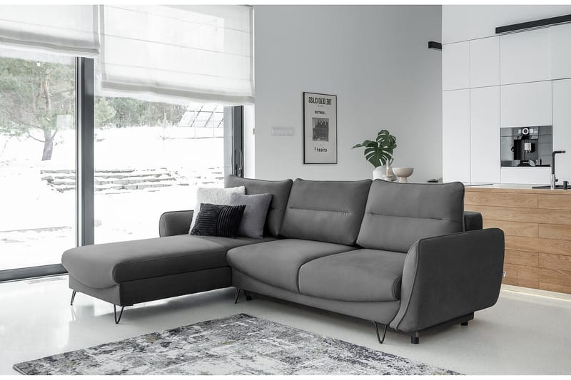 Lence Bäddsoffa m. Divan Förvaring - Grå - Möbler - Soffa - Bäddsoffa - Bäddsoffa divan