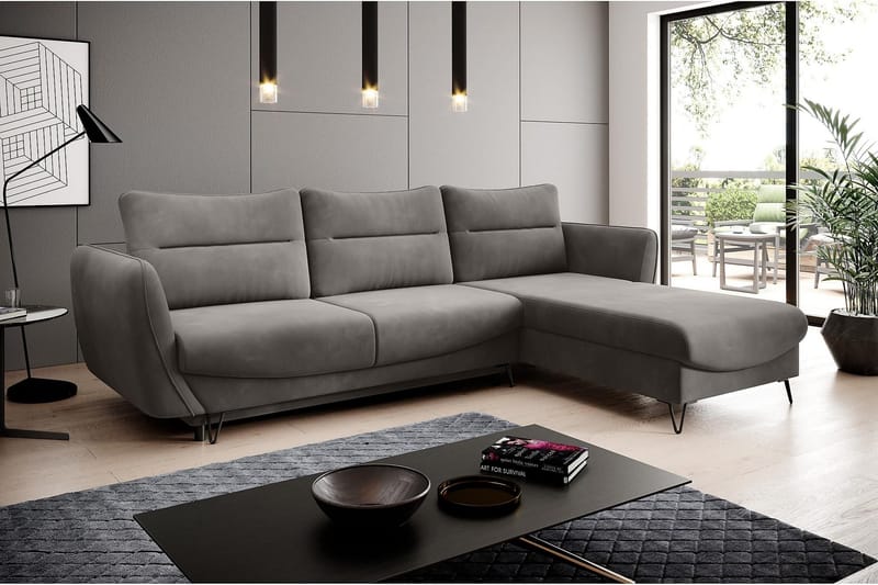 Lence Bäddsoffa m. Divan Förvaring - Grå - Möbler - Soffa - Bäddsoffa - Bäddsoffa divan