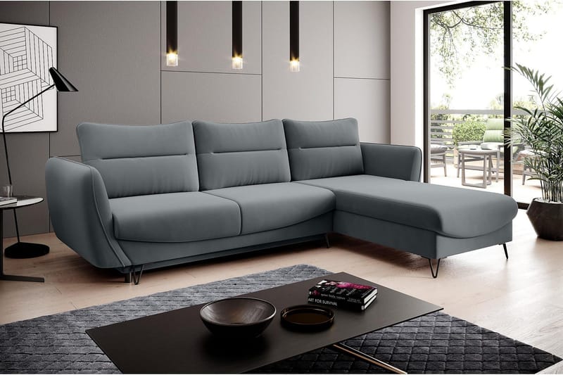 Lence Bäddsoffa m. Divan Förvaring - Grå - Möbler - Soffa - Bäddsoffa - Bäddsoffa divan