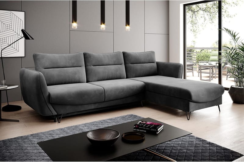 Lence Bäddsoffa m. Divan Förvaring - Grå - Möbler - Soffa - Bäddsoffa - Bäddsoffa divan