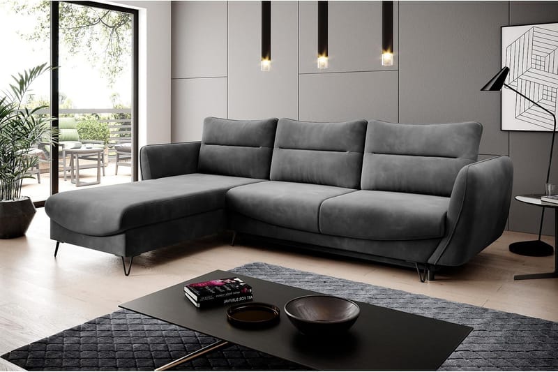 Lence Bäddsoffa m. Divan Förvaring - Grå - Möbler - Soffa - Bäddsoffa - Bäddsoffa divan