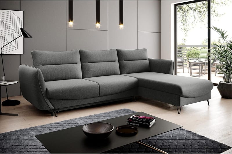Lence Bäddsoffa m. Divan Förvaring - Grå - Möbler - Soffa - Bäddsoffa - Bäddsoffa divan