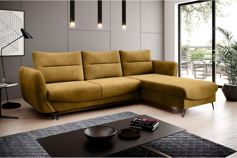 Lence Bäddsoffa m. Divan Förvaring - Gul - Möbler - Soffa - Bäddsoffa - Bäddsoffa divan