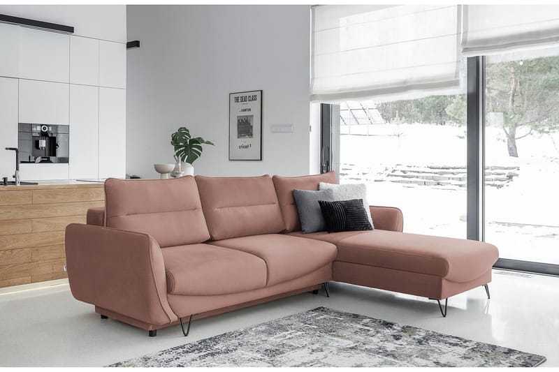 Lence Bäddsoffa m. Divan Förvaring - Ljusrosa - Möbler - Soffa - Bäddsoffa - Bäddsoffa divan