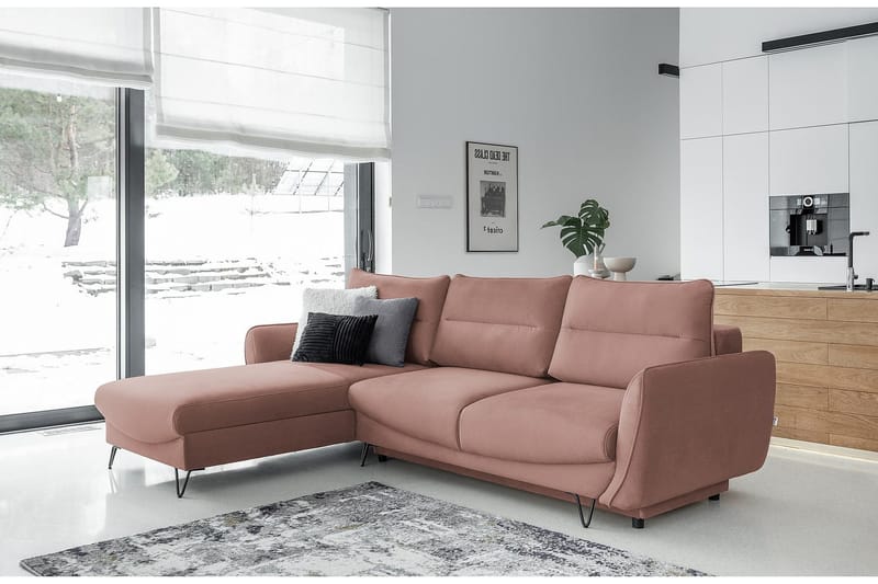 Lence Bäddsoffa m. Divan Förvaring - Ljusrosa - Möbler - Soffa - Bäddsoffa - Bäddsoffa divan