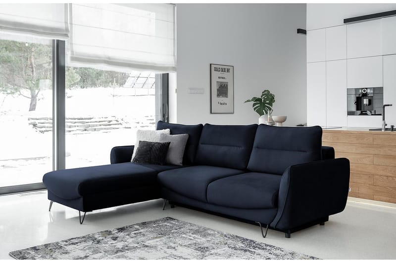 Lence Bäddsoffa m. Divan Förvaring - Mörkblå - Möbler - Soffa - Bäddsoffa - Bäddsoffa divan