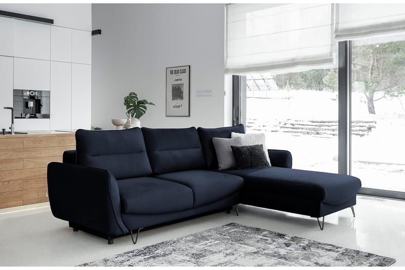 Lence Bäddsoffa m. Divan Förvaring - Mörkblå - Möbler - Soffa - Bäddsoffa - Bäddsoffa divan