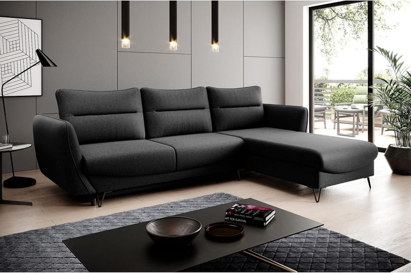 Lence Bäddsoffa m. Divan Förvaring - Mörkgrå - Möbler - Soffa - Bäddsoffa - Bäddsoffa divan