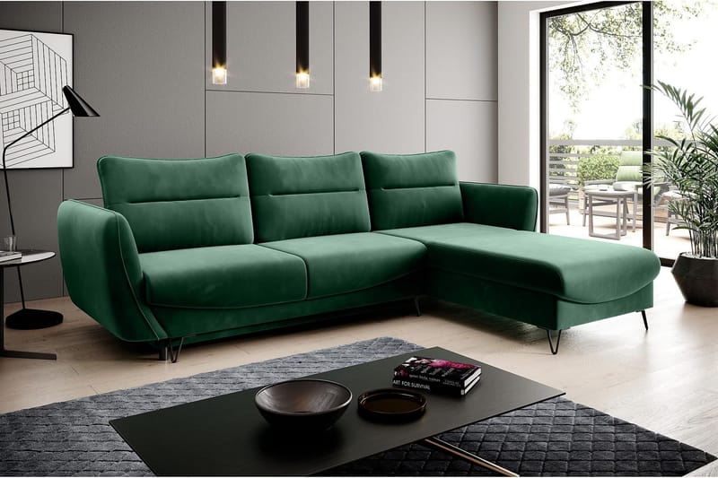 Lence Bäddsoffa m. Divan Förvaring - Mörkgrön - Möbler - Soffa - Bäddsoffa - Bäddsoffa divan