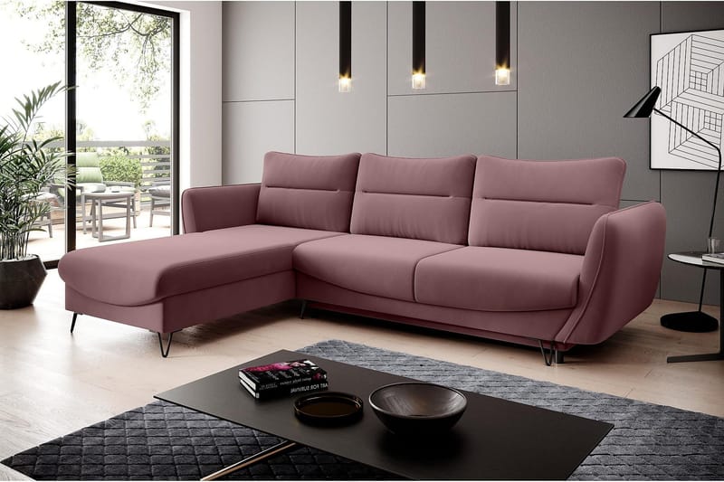 Lence Bäddsoffa m. Divan Förvaring - Rosa - Möbler - Soffa - Bäddsoffa - Bäddsoffa divan