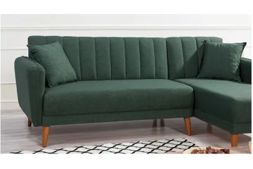 Lepinas Bäddsoffa med Divan Höger - Mörkgrön/Natur - Möbler - Soffa - Bäddsoffa - Bäddsoffa divan