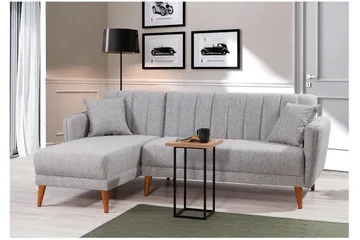 Lepinas Bäddsoffa med Divan Vänster - Grå/Natur - Möbler - Soffa - Bäddsoffa - Bäddsoffa divan