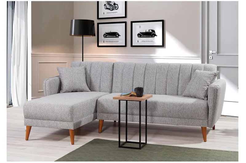 Lepinas Bäddsoffa med Divan Vänster - Grå/Natur - Möbler - Soffa - Bäddsoffa - Bäddsoffa divan