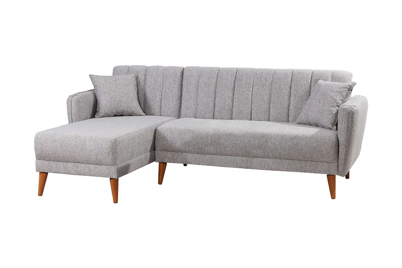 Lepinas Bäddsoffa med Divan Vänster, Grå/Natur