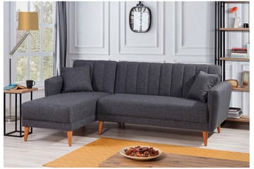Lepinas Bäddsoffa med Divan Vänster - Mörkgrå/Natur - Möbler - Soffa - Bäddsoffa - Bäddsoffa divan