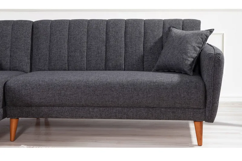 Lepinas Bäddsoffa med Divan Vänster - Mörkgrå/Natur - Möbler - Soffa - Bäddsoffa - Bäddsoffa divan