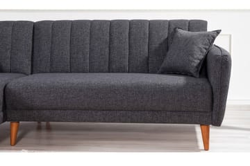 Lepinas Bäddsoffa med Divan Vänster - Mörkgrå/Natur - Möbler - Soffa - Bäddsoffa - Bäddsoffa divan