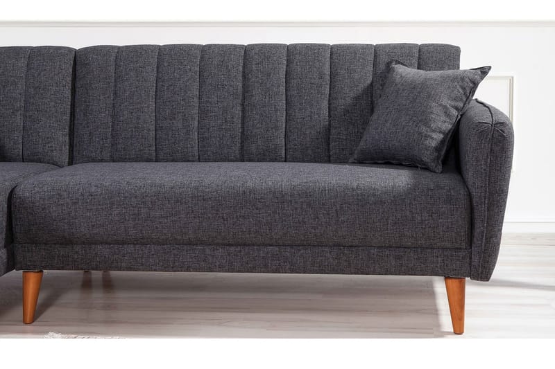 Lepinas Bäddsoffa med Divan Vänster - Mörkgrå/Natur - Möbler - Soffa - Bäddsoffa - Bäddsoffa divan