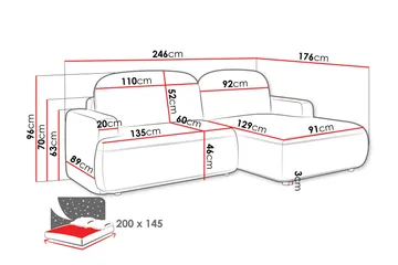 Lifeina Bäddsoffa m. Divan 2-sits - Vit/Rosa - Möbler - Soffa - Bäddsoffa - Bäddsoffa divan