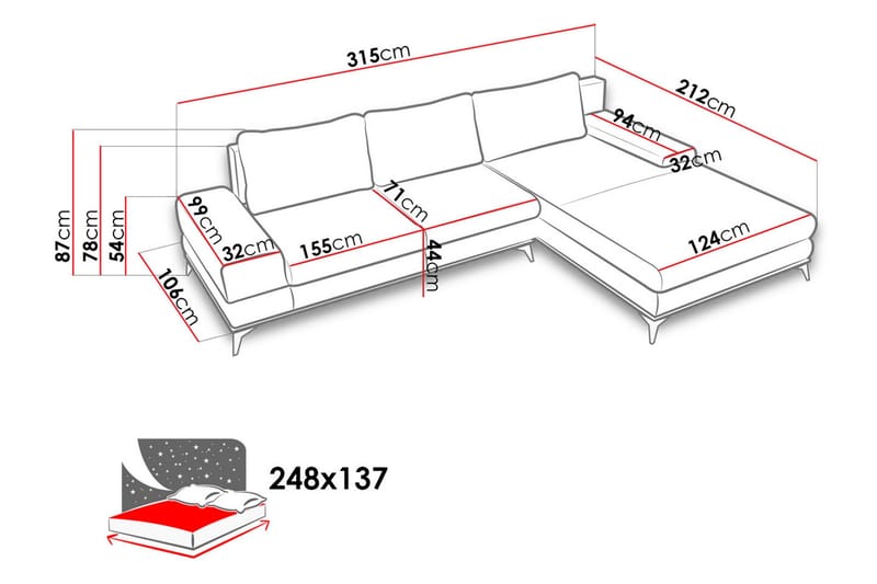 Manila Divanbäddsoffa 315x212x87 cm - Beige - Möbler - Soffa - Bäddsoffa - Bäddsoffa divan