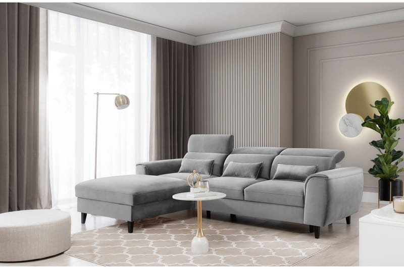 Manni 3-sits Bäddsoffa m. Divan med Förvaring, Grå