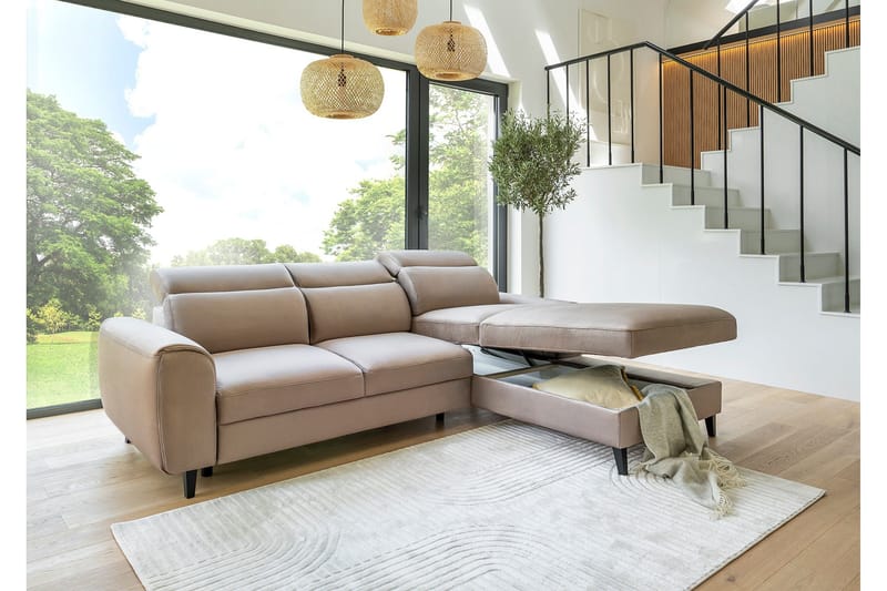 Manni 3-sits Bäddsoffa m. Divan med Förvaring - Ljusgrå - Möbler - Soffa - Bäddsoffa - Bäddsoffa divan