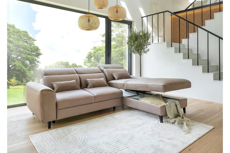 Manni 3-sits Bäddsoffa m. Divan med Förvaring - Ljusgrå - Möbler - Soffa - Bäddsoffa - Bäddsoffa divan