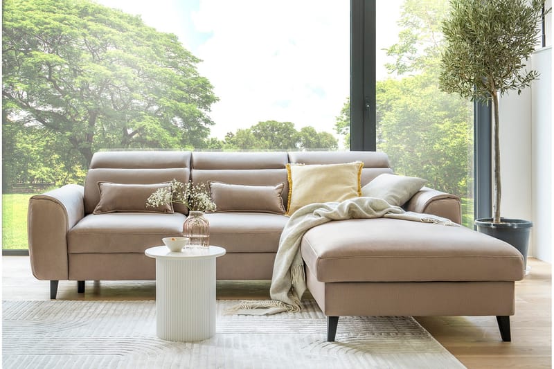 Manni 3-sits Bäddsoffa m. Divan med Förvaring, Ljusgrå