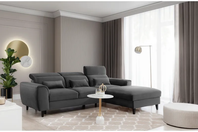 Manni 3-sits Bäddsoffa m. Divan med Förvaring - Mörkgrå - Möbler - Soffa - Bäddsoffa - Bäddsoffa divan