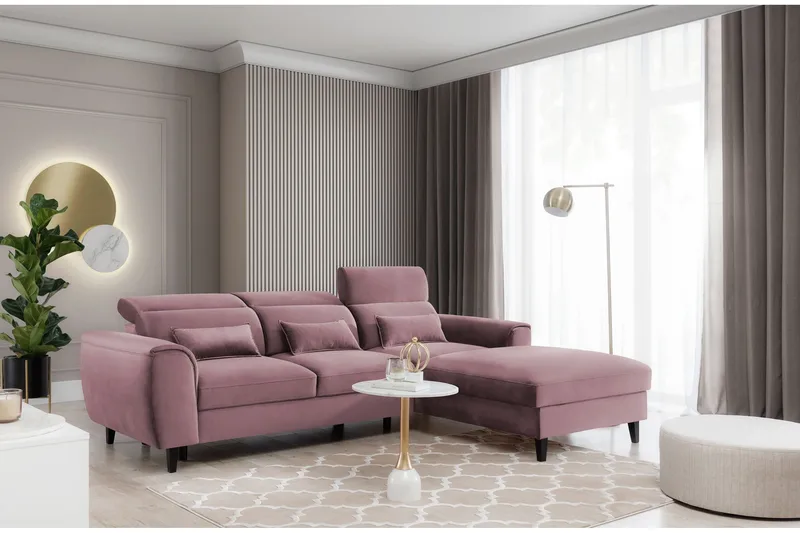 Manni 3-sits Bäddsoffa m. Divan med Förvaring - Rosa - Möbler - Soffa - Bäddsoffa - Bäddsoffa divan