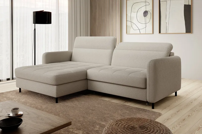 Manoti 3-sits Bäddsoffa m. Divan med Förvaring, Beige