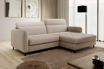 Manoti 3-sits Bäddsoffa m. Divan med Förvaring - Beige - Möbler - Soffa - Bäddsoffa - Bäddsoffa divan