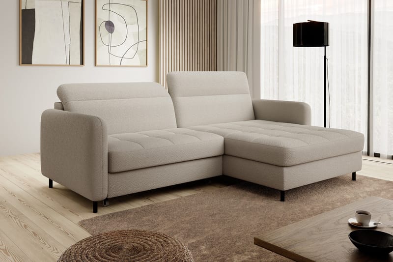 Manoti 3-sits Bäddsoffa m. Divan med Förvaring - Beige - Möbler - Soffa - Bäddsoffa - Bäddsoffa divan