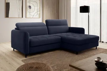 Manoti 3-sits Bäddsoffa m. Divan med Förvaring - Blå - Möbler - Soffa - Bäddsoffa - Bäddsoffa divan