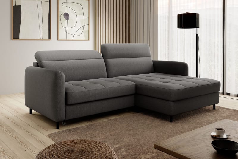 Manoti 3-sits Bäddsoffa m. Divan med Förvaring - Grå - Möbler - Soffa - Bäddsoffa - Bäddsoffa divan