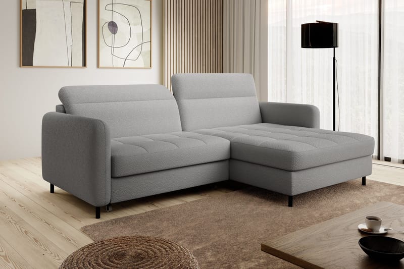 Manoti 3-sits Bäddsoffa m. Divan med Förvaring - Grå - Möbler - Soffa - Bäddsoffa - Bäddsoffa divan