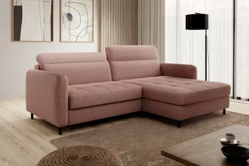 Manoti 3-sits Bäddsoffa m. Divan med Förvaring - Rosa - Möbler - Soffa - Bäddsoffa - Bäddsoffa divan
