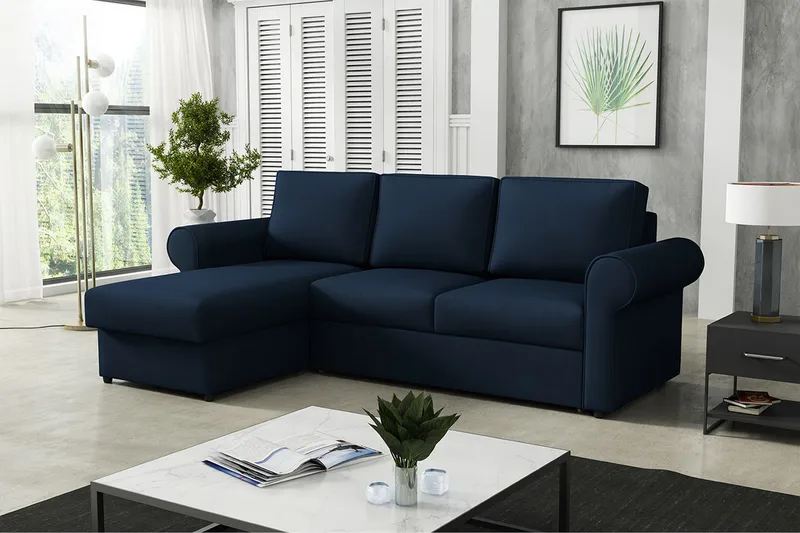 Monaco Hörnsoffa LED-belysning - Blå - Möbler - Soffa - Bäddsoffa - Bäddsoffa divan
