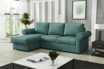 Monaco Hörnsoffa LED-belysning - Turkos - Möbler - Soffa - Bäddsoffa - Bäddsoffa divan
