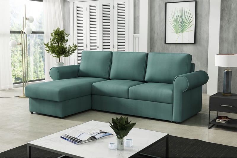 Monaco Hörnsoffa LED-belysning - Turkos - Möbler - Soffa - Bäddsoffa - Bäddsoffa divan