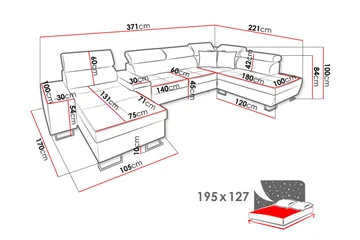 Morenia 3-sits Bäddsoffa Vänster - Svart - Möbler - Soffa - Bäddsoffa - Bäddsoffa divan