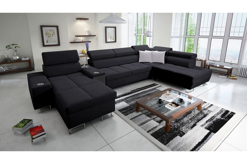 Morenia 3-sits Bäddsoffa Vänster - Svart - Möbler - Soffa - Bäddsoffa - Bäddsoffa divan