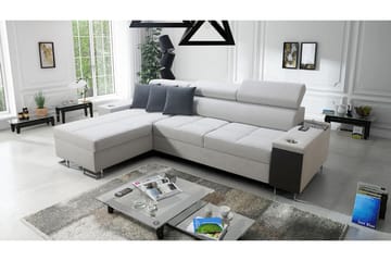 Morenia Längsbäddad L-Hörnbäddsoffa 4-sits med Förvaring i Sammet Vänster - Ljusgrå - Möbler - Soffa - Bäddsoffa - Bäddsoffa divan