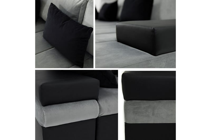 Naoma 3-sits Bäddsoffa med Divan L-formad Höger med Förvarin - Sammet/Grå - Möbler - Soffa - Bäddsoffa - Bäddsoffa divan