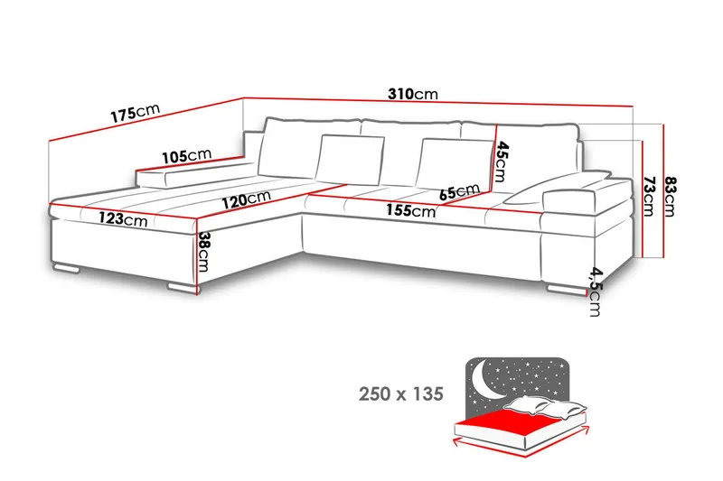 Naoma 3-sits Bäddsoffa med Divan L-formad Höger med Förvarin - Sammet/Grå - Möbler - Soffa - Bäddsoffa - Bäddsoffa divan