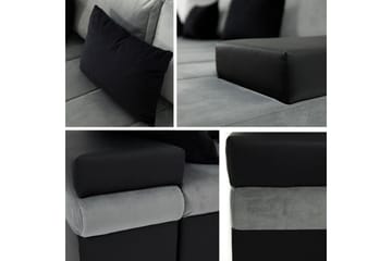 Naoma 3-sits Bäddsoffa med Divan L-formad Vänster med Förvar - Sammet/Grå - Möbler - Soffa - Bäddsoffa - Bäddsoffa divan