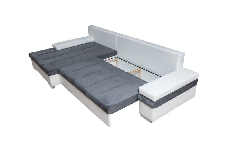 Naoma 3-sits Bäddsoffa med Divan L-formad Vänster med Förvar - Sammet/Grå - Möbler - Soffa - Bäddsoffa - Bäddsoffa divan