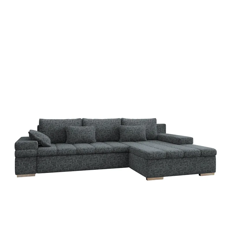 Naoma 4-sits Bäddsoffa divan höger med förvaring, grå